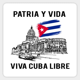 PATRIA Y VIDA VIVA CUBA LIBRE Inked Line Art Magnet